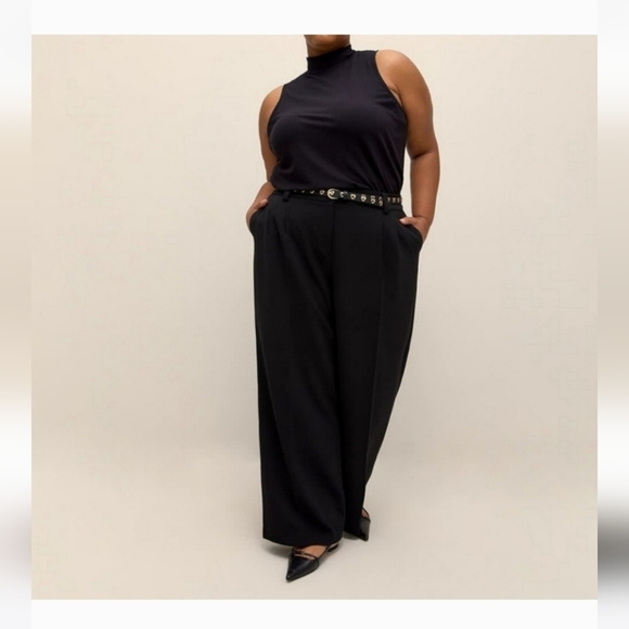 Addition Elle Pants - Addition Elle Black Wide Leg Trousers Pants High Rise Elastic Waist Plus Size 14